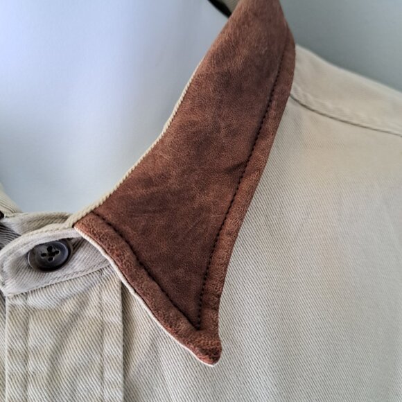 VTG A&F Abercrombie FITCH THE big shirt Cotton Tan BARN Cowboy Western Y2K XL - Picture 3 of 5